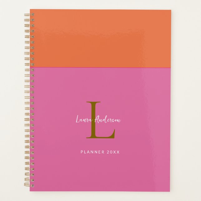 Agenda Monogramado Moderno Colorblock Planner (Anverso)