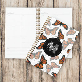 Agenda Monogramado Moderno Elegante Mariposas Sencillas