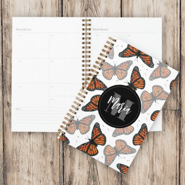Agenda Monogramado Moderno Elegante Mariposas Sencillas (Subido por el creador)