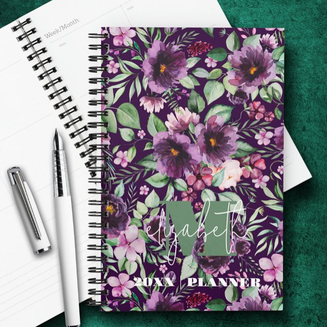 Agenda Monogramado Purple Peonies (Subido por el creador)