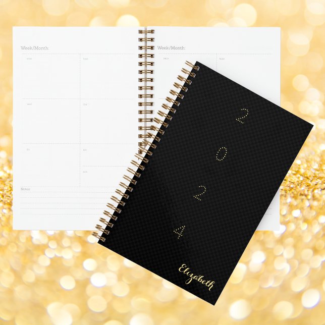 Agenda Monogrammed Black Gold Weekly Monthly 2024 Planner (Monogrammed Black Gold Weekly Monthly 2024 Planner)