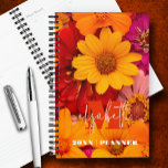 Agenda Monogrammed Vibrant Daisies<br><div class="desc">Su monograma y nombre en moda grabado en una foto de margaritas vibrantes en amarillo,  rosa caliente y rojo en un planificador personalizado. Ideal para usted o un gran regalo para cualquier ocasión.</div>