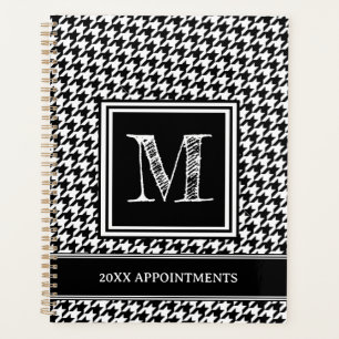 Agenda Monogramo clásico de Houndstoth negro y blanco