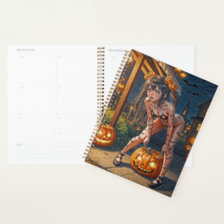 Agenda Monstruo de Halloween Jack-o-Lantern y Chica de Ba