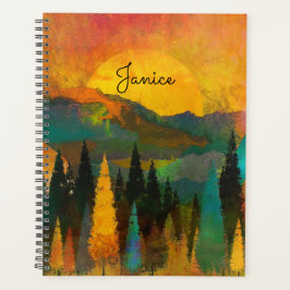 Agenda Montaña Sunshine Nombre Personalizado Oro Verde Az