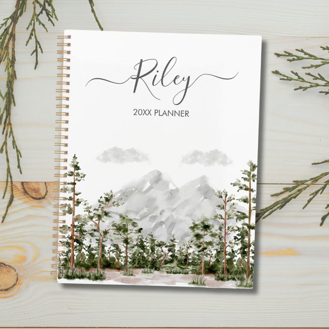 Agenda Montaña y bosque de acuarela monogramada (In situ)