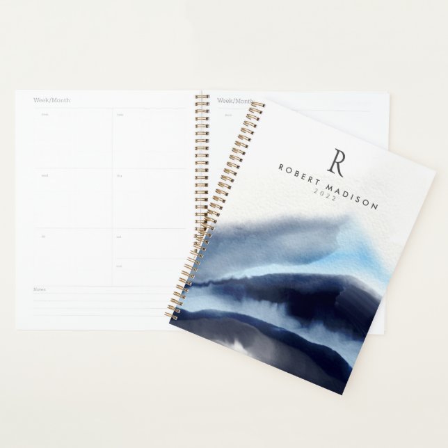 Agenda Montañas de acuarela glacial pintura monogramada (Demostración)