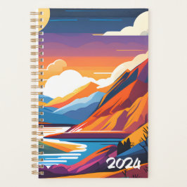 Agenda Montañas ilustradas retro 2024