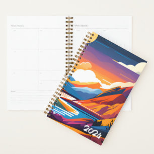 Agenda Montañas ilustradas retro 2024