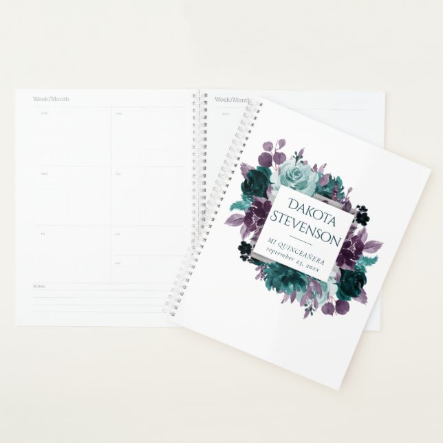 Agenda Moody Boho | Personalizado floral Verde azulado y  (Demostración)