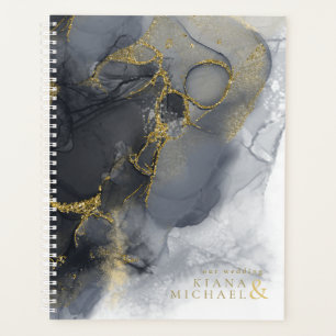 Agenda Moody Ink Charcoal Gold Abstract ID988