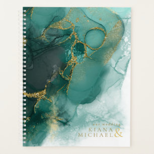 Agenda Moody Ink Emerald Gold Abstract ID988