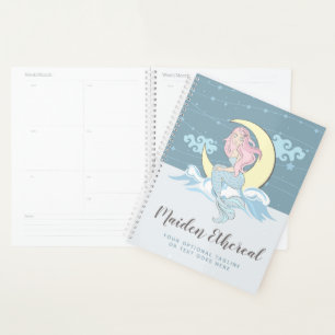 Agenda Moon de sirena y sirena mística de pelo rosado
