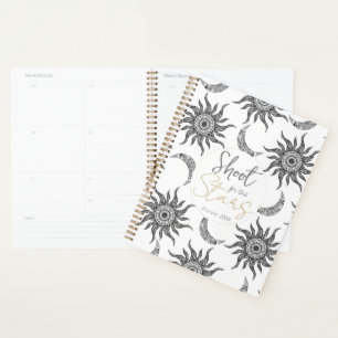 Agenda Moon mística de sol negro y blanco