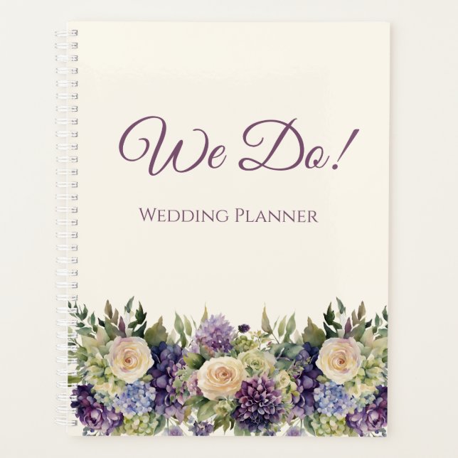 Agenda Moqueta de flores púrpura acuarela-Boda-planificad (Anverso)