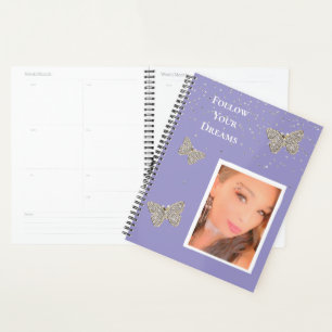 Agenda Morada Plata Sparkle Butterflies Su Foto