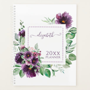 Agenda Morado acuarela Floral Botánica   Personalizado
