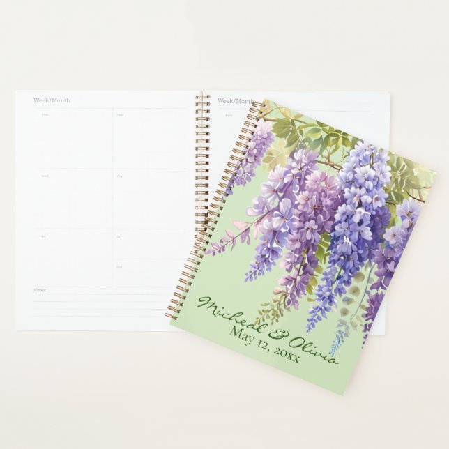 Agenda Morado acuarela glicinia floral lilac botánico (Demostración)