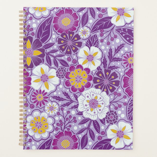 Agenda Morado, amarillo y magenta floral (Anverso)