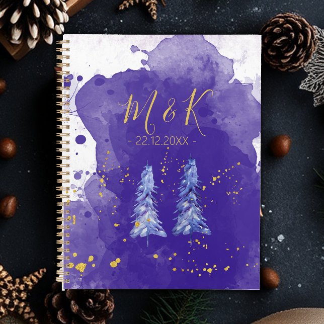 Agenda Morado Árbol de Navidad Golden Snowflakes (Subido por el creador)