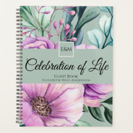 Agenda Morado Floral Celebración del libro de invitados d