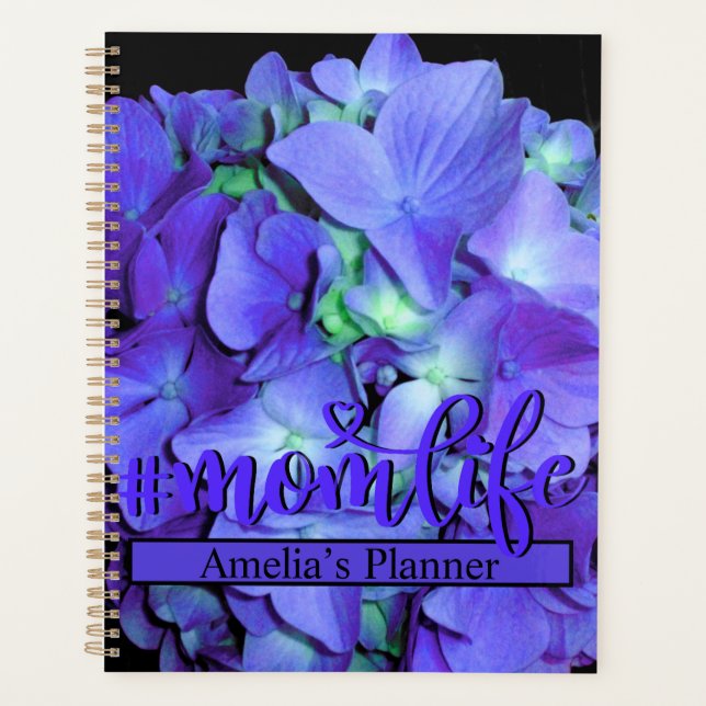 Agenda Morado floral verde azulada hidrangea (Anverso)
