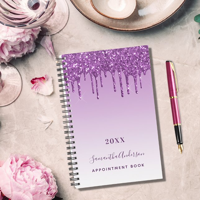 Agenda Morado goteo violeta nombre de monograma 2025 (Subido por el creador)