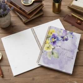 Agenda Morado y amarillo floral moderno