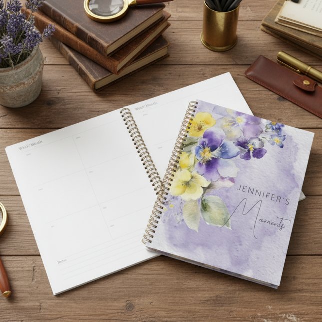 Agenda Morado y amarillo floral moderno (Subido por el creador)