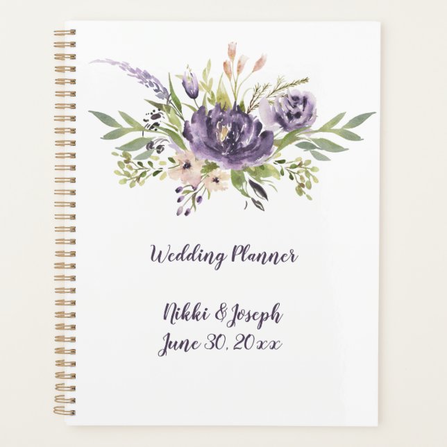 Agenda Morple Lavender Taupe Peonies y Greenery Boda (Anverso)