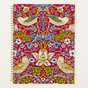 Agenda Morris Red Background Strawberry Thief Pattern