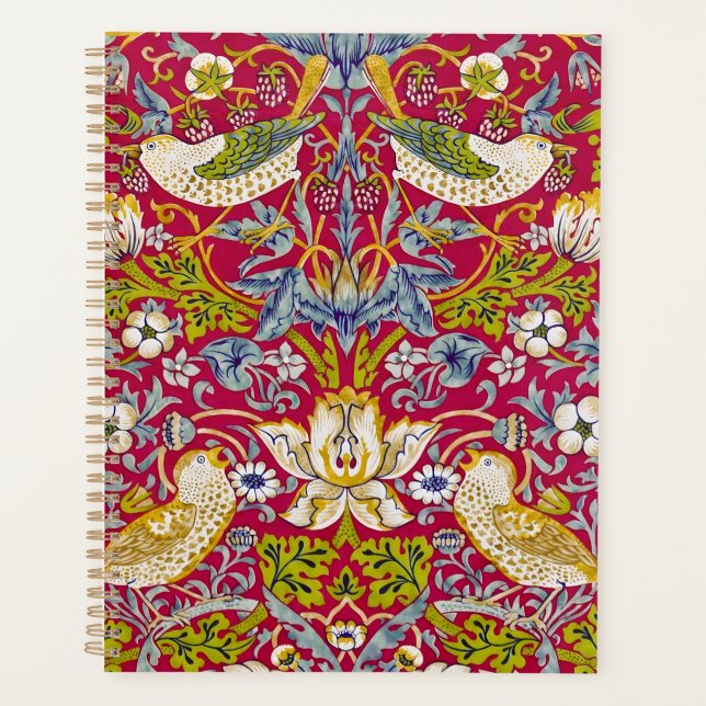 Agenda Morris Red Background Strawberry Thief Pattern (Anverso)