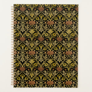Agenda Morris Rosa de fondo negro y patrón de flor de Lil
