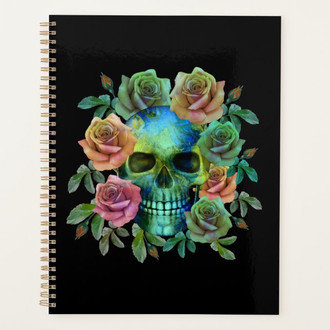 AGENDA MORTAL VERDE CON FLORES (Anverso)