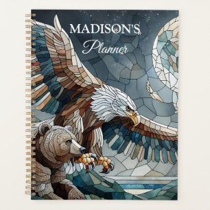 Agenda Mosaic Ai Art   Oso marrón y una luna llena de águ