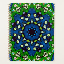 Mosaic Blue Green Hippie Boho Mandala