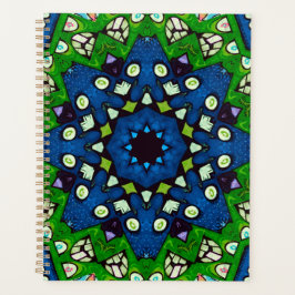 Agenda Mosaic Blue Green Hippie Boho Mandala