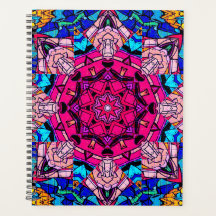 Mosaico rosa Mandala Floral Psicodélico Retro