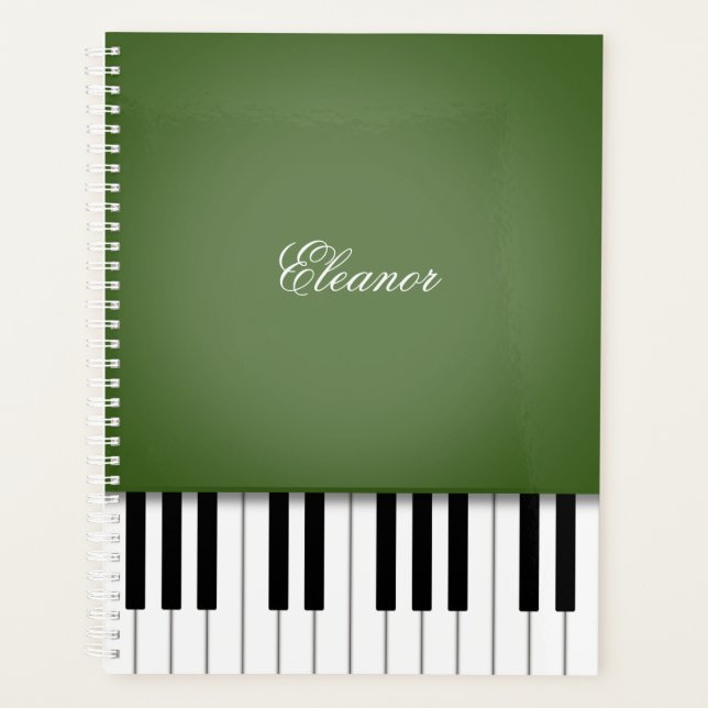 Agenda Moss Green Piano Music Keyboard Personalizado (Anverso)