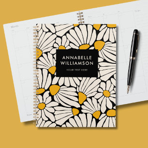 Agenda Mostaza floral retro amarillo negro
