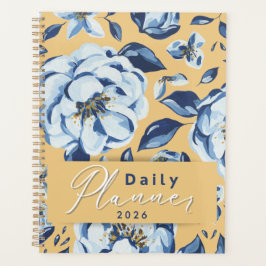 Agenda Mostaza y Floral Azul "Planificador Diario 2026"