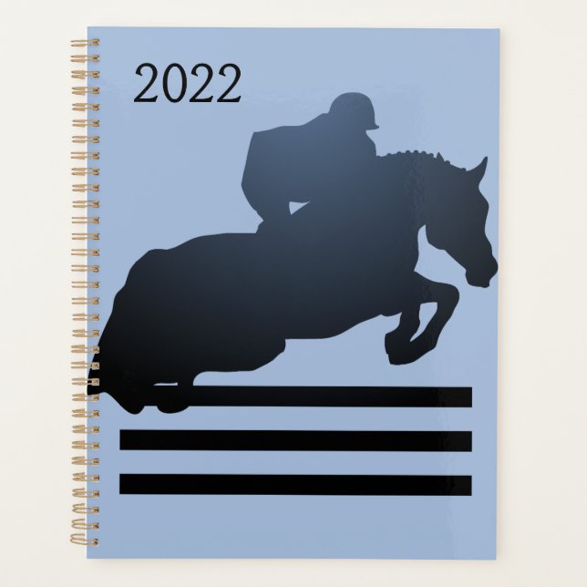 Agenda Mostrar saltador limpiando un obstáculo. (Anverso)