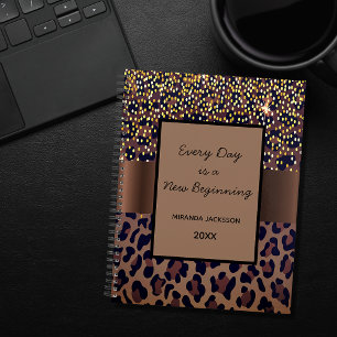 Agenda Motivación de leopardo negro marrón 2023