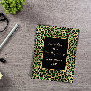 Agenda Motivación del leopardo de oro verde esmeralda 202