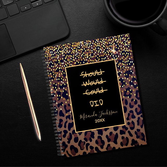 Agenda Motivational leopard patrón marrón negro 2025 (Subido por el creador)