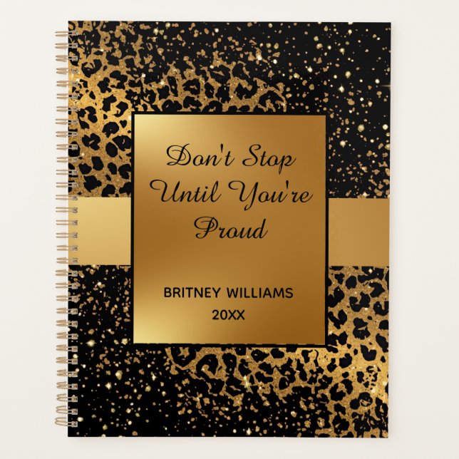 Agenda Motivational Marble leopardo patrón marrón negro (Anverso)