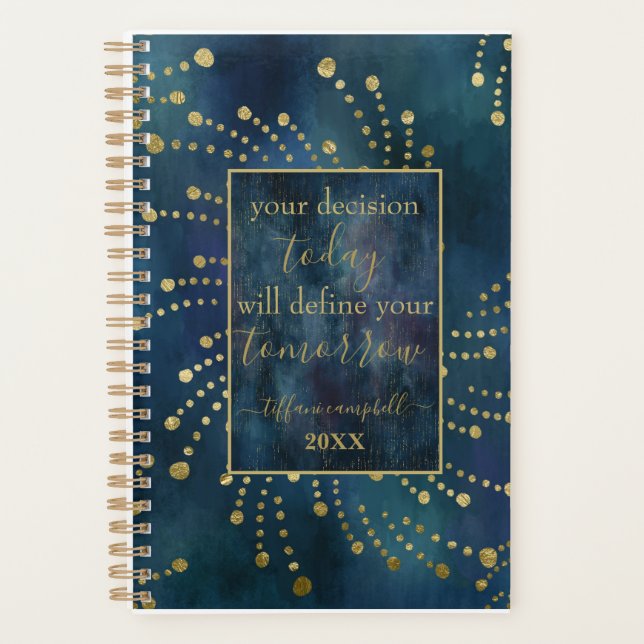 Agenda Motivational Quote Blue and Gold (Anverso)