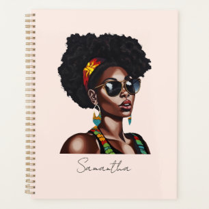 Agenda Mujer afroamericana con gafas de sol de Moda