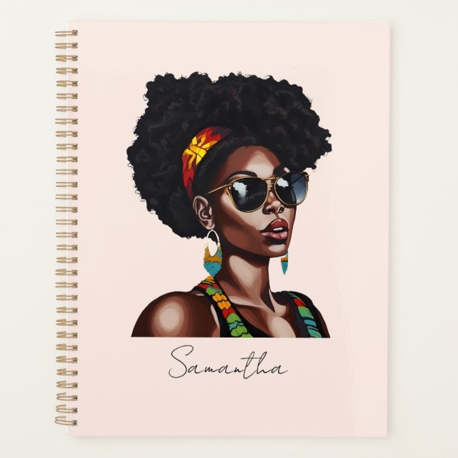 Agenda Mujer afroamericana con gafas de sol de Moda (Anverso)