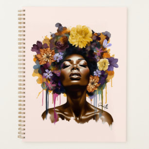 Agenda Mujer afroamericana con pelo afro floral (3)